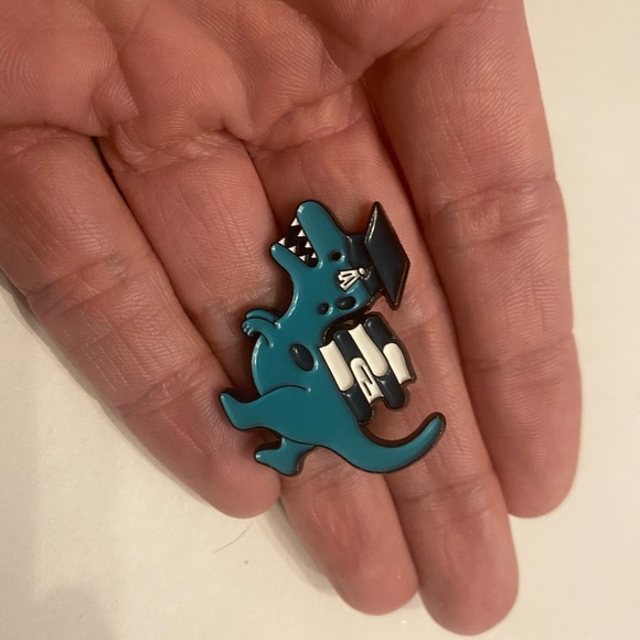 1 LEFT‼️ Nerdy Dinosaur Enamel Pin Smart T-Rex Grad Student Backpack Dino Badge - Picture 4 of 9